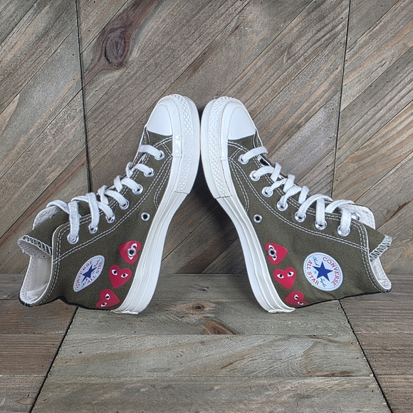 Converse X Comme des Garçons Play Athletic Sneakers Mens Size 3 Womens 5 Green - Picture 6 of 9